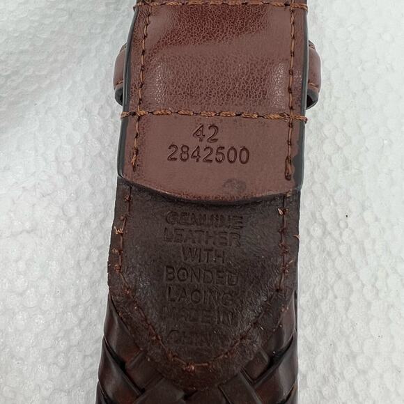 Men's belt 42 brown woven leather - Picture 6 of 9